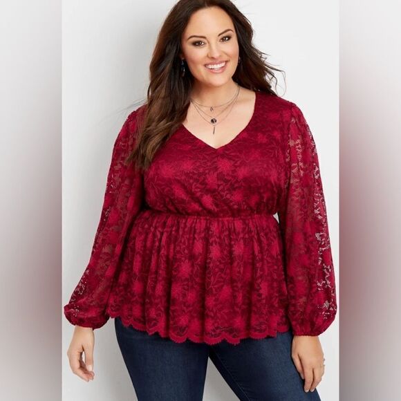 Maurices Tops - Maurice’s plus size lace long sleeve blouse 4X